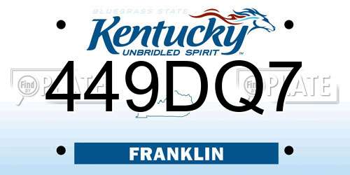 449DQ7 Kentucky License Plate