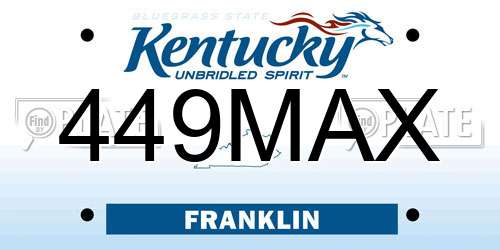 449MAX Kentucky License Plate
