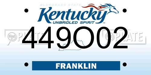 449O02 Kentucky License Plate