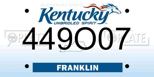 449O07 Kentucky License Plate
