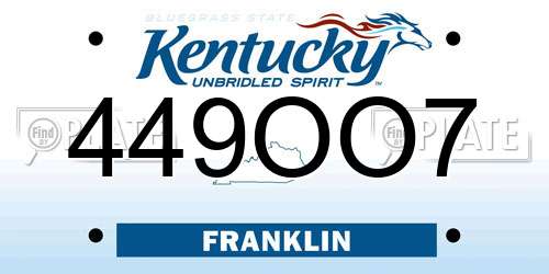 449OO7 Kentucky License Plate