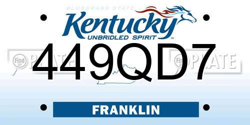 449QD7 Kentucky License Plate