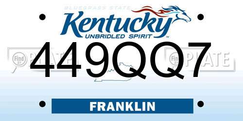 449QQ7 Kentucky License Plate