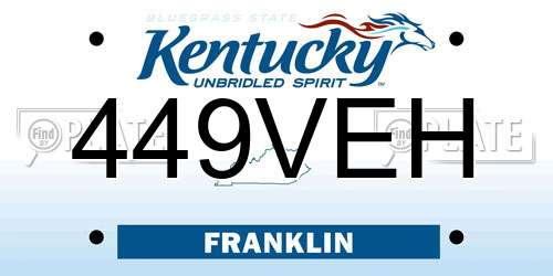449VEH Kentucky License Plate
