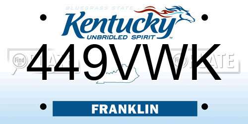 449VWK Kentucky License Plate