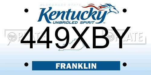 449XBY Kentucky License Plate