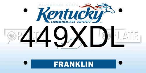449XDL Kentucky License Plate