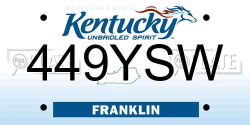 449YSW Kentucky License Plate