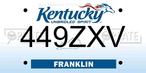 449ZXV Kentucky License Plate