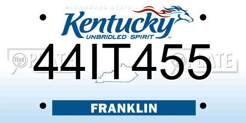 44IT455 Kentucky License Plate