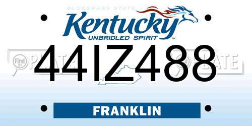 44IZ488 Kentucky License Plate