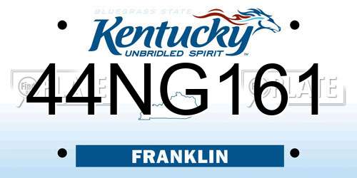 44NG161 Kentucky License Plate