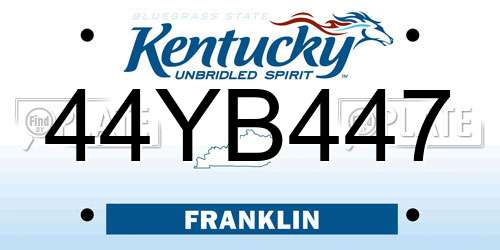 44YB447 Kentucky License Plate