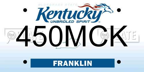 450MCK Kentucky License Plate