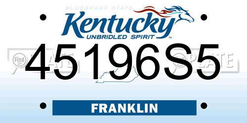 45196S5 Kentucky License Plate