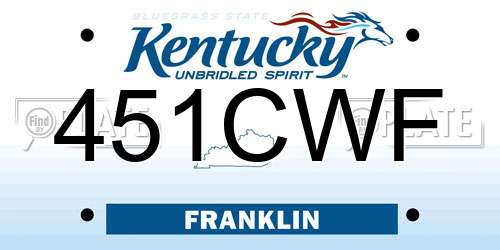 451CWF Kentucky License Plate