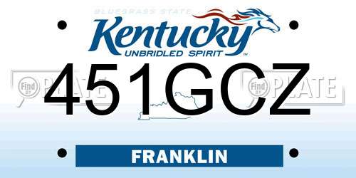 451GCZ Kentucky License Plate