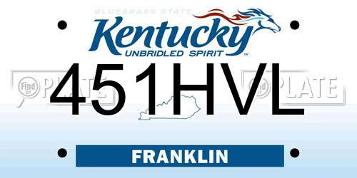 451HVL Kentucky License Plate