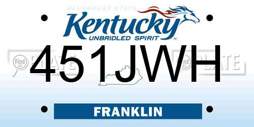 451JWH Kentucky License Plate