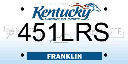 451LRS Kentucky License Plate