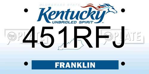 451RFJ Kentucky License Plate