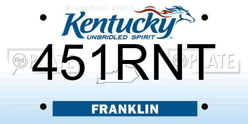 451RNT Kentucky License Plate