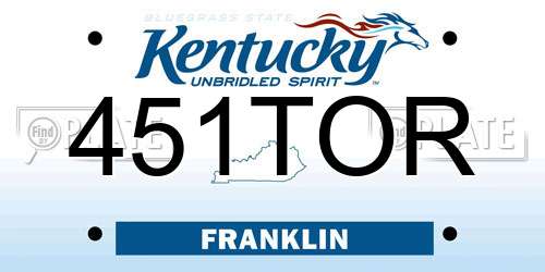 451TOR Kentucky License Plate