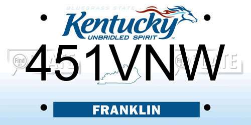 451VNW Kentucky License Plate