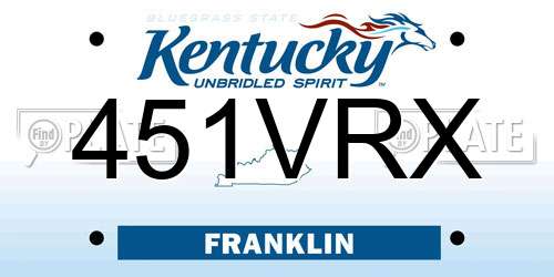 451VRX Kentucky License Plate
