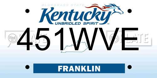 451WVE Kentucky License Plate