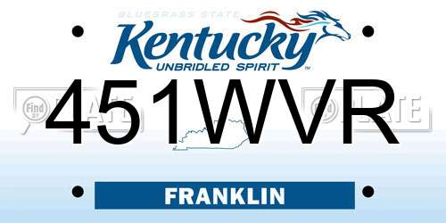 451WVR Kentucky License Plate