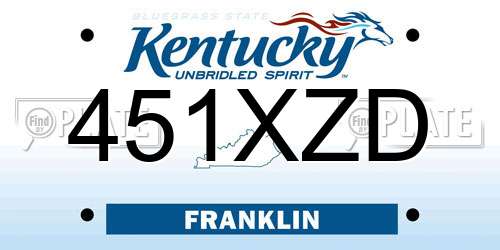 451XZD Kentucky License Plate