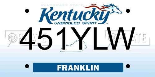 451YLW Kentucky License Plate