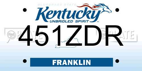 451ZDR Kentucky License Plate