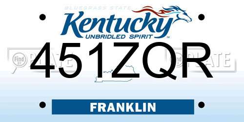 451ZQR Kentucky License Plate
