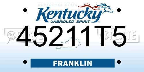 45211T5 Kentucky License Plate