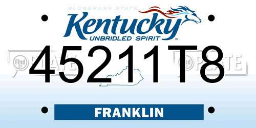 45211T8 Kentucky License Plate