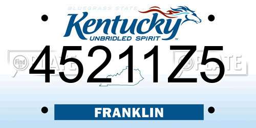 45211Z5 Kentucky License Plate