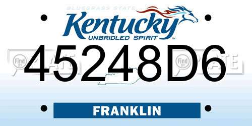45248D6 Kentucky License Plate