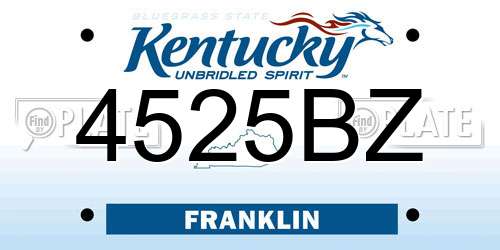 4525BZ Kentucky License Plate