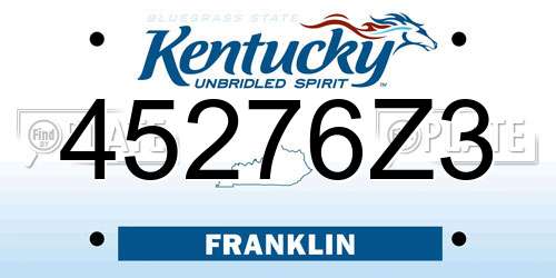 45276Z3 Kentucky License Plate