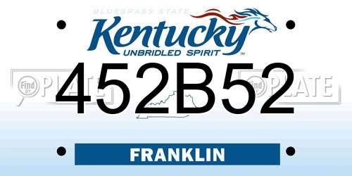 452B52 Kentucky License Plate