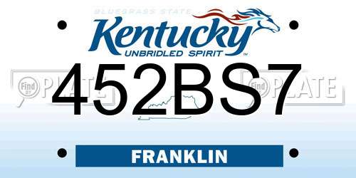 452BS7 Kentucky License Plate