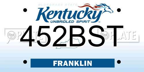 452BST Kentucky License Plate