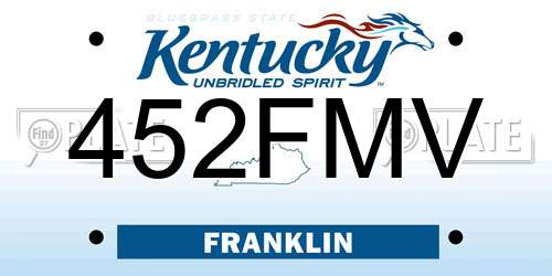 452FMV Kentucky License Plate