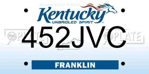 452JVC Kentucky License Plate