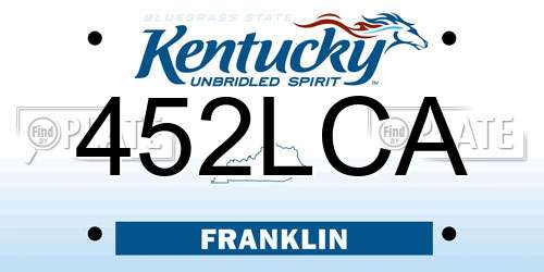 452LCA Kentucky License Plate