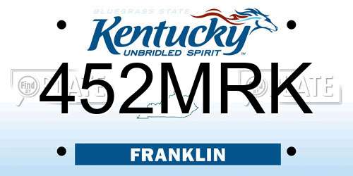 452MRK Kentucky License Plate