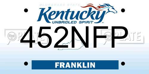 452NFP Kentucky License Plate