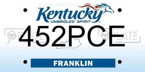 452PCE Kentucky License Plate